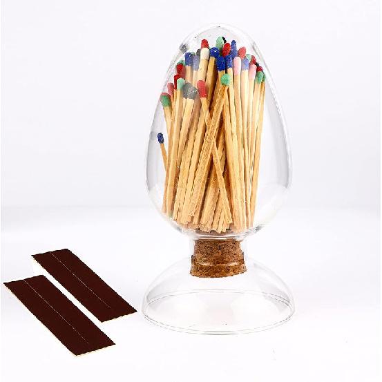 Glass Match Cloche with Striker, Matches in a Jar with Striker, Glass Match Holder with Striker, Fancy Matches Striker Holder Jar-Match Not Included 125ml